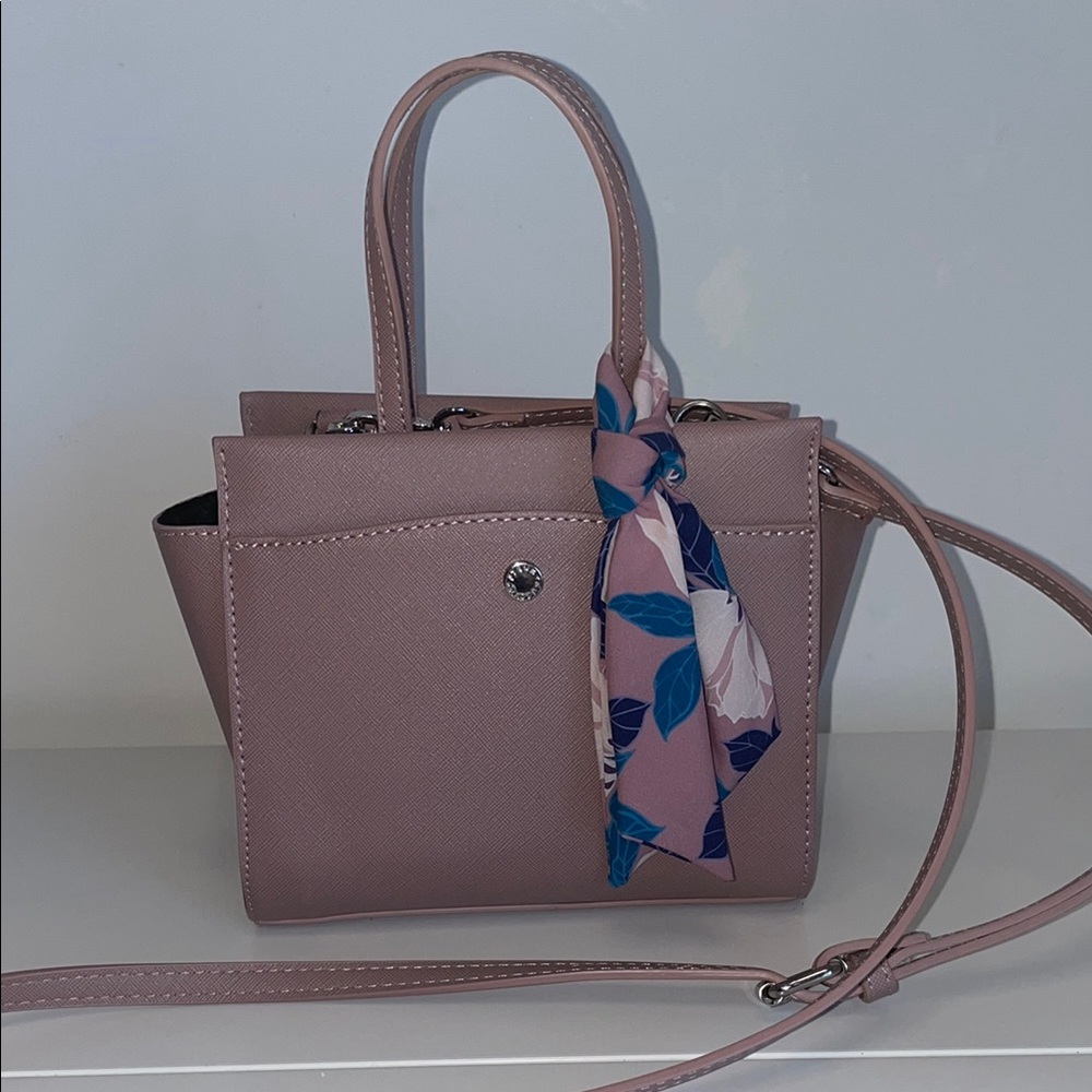 Cute Mauve Pink Steve Madden Handbag with Scarf Accent